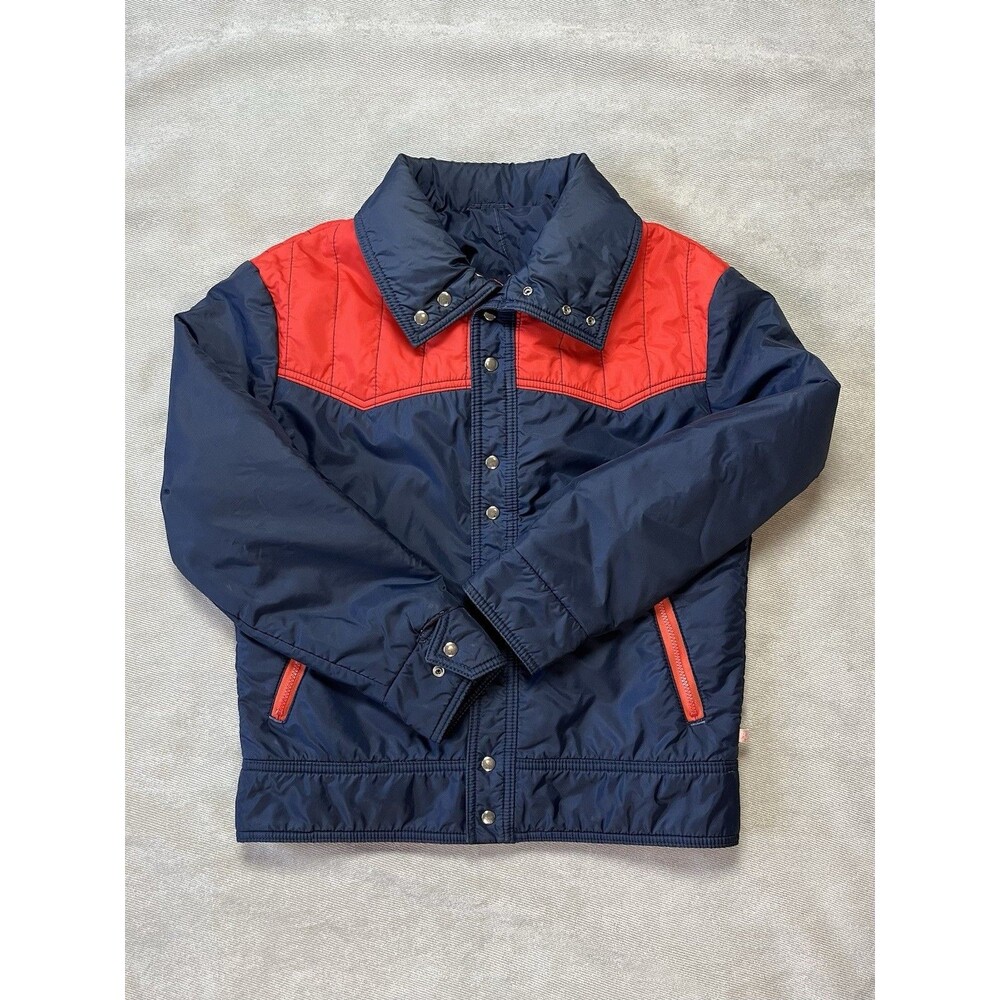 White Stag Vintage Puffer Jacket Men’s M Blue Orange Hooded Retro 70s Ski Coat